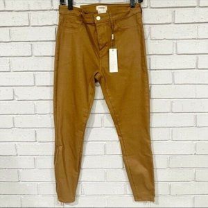 L’Agence Sabine High-Rise Ankle Coated Skinny Jeans in Dark Khaki - Size 29